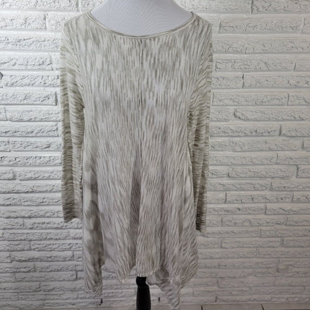 Knox Rose Plus 1X Gray White Watercolor Tunic Blouse Round Neck WAT93XE